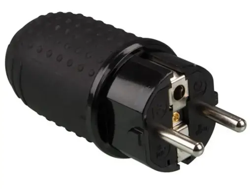 [E390M2] Perel - Schuko Caoutchouc Mâle - 220v/240v