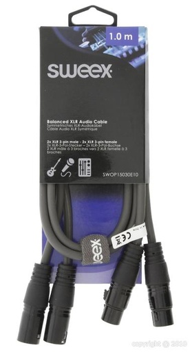 [SWOP15030E10] Sweex - 2x câble XLR 3pin mâle - 2x XLR 3 pin femelle - 1 m