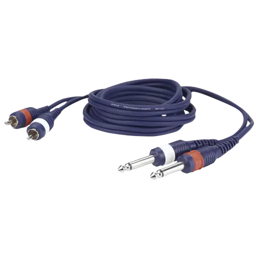 [FL233] DAP Audio - 2 RCA Male L/R > 2 Jack mono 6,3mm L/R - câble 3 m