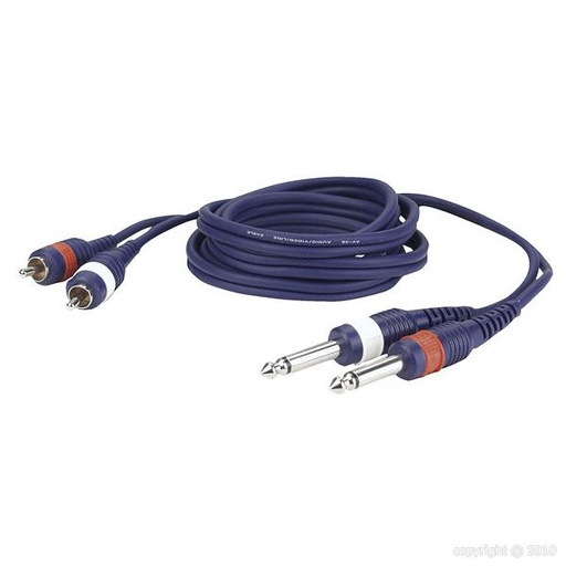 [FL233] DAP Audio - 2 RCA Male L/R > 2 Jack mono 6,3mm L/R - câble 3 m