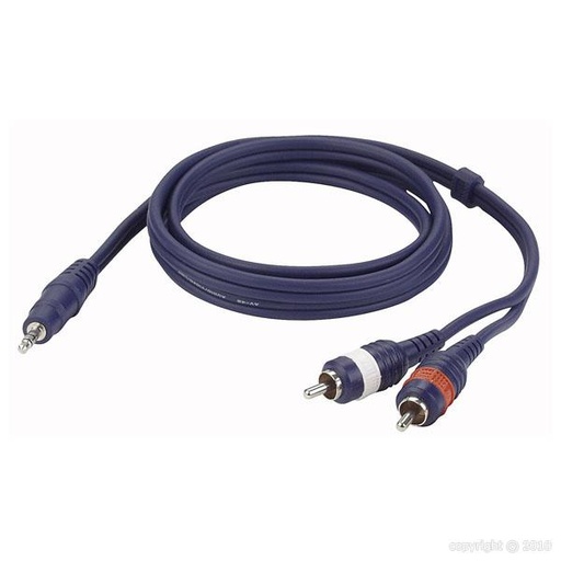 [HQM-240/1.5] HQ - Stereo mini Jack 3,5mm > 2 RCA Male L/R - Câble 1,5 m