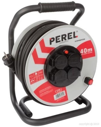 [ECR40NP25N-PR06] Perel - Enrouleur - 3G2,5mm² - Noir - 40m