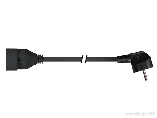 [EC01.5B-90-PR06] Perel - Rallonge - 3G1,5mm² - Schuko M/F - Noir - 1,5m