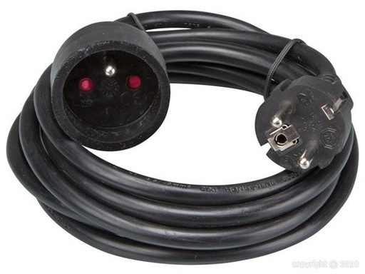 [EC03B-PR06] Perel - Rallonge - 3G1,5mm² - Schuko M/F - Noir - 3m