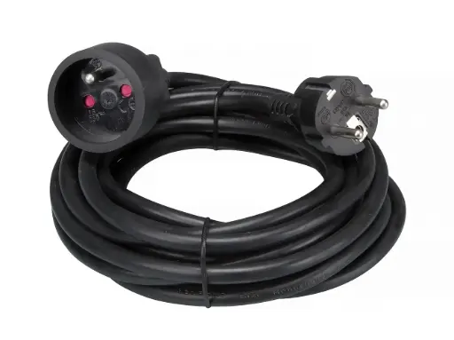 [EC05B] Perel - Rallonge - 3G1,5mm² - Schuko M/F - Noir - 5m