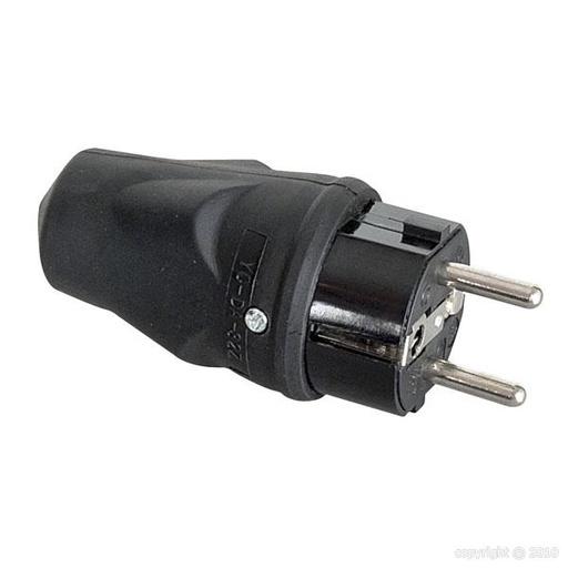 [90390] Schuko Caoutchouc Mâle - 220v/240v