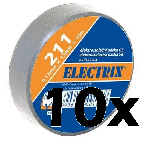 [580813GREY] Anticor - Electrix 211 - Tape PVC - 19mm x 20m - Gris- 10 pièces