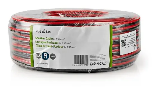 [CAGW2500BK1000] Nedis - Câble haut-parleur - 2x2,5mm² - Rouge/Noir - 100m