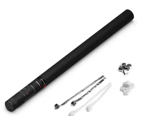 [HS04WSM] Magic FX - HS04WSM - Canon à serpentins manuel - 80cm - Blanc + Argenté métallique