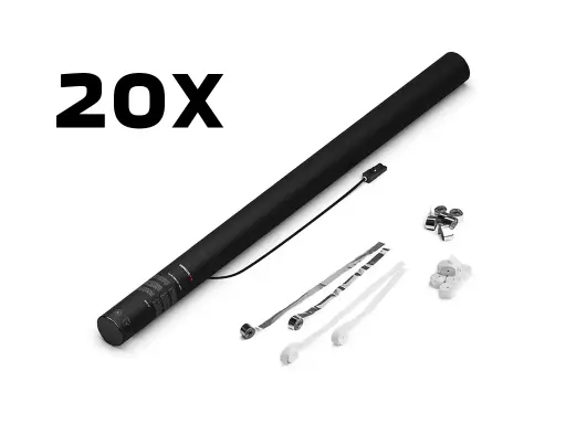 [ES04WSM] Magic FX - ES04SLM - 20 Canons à serpentins - 80cm - Blanc + Argenté