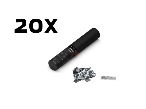 [HC01SLM] Magic FX - 20 Canons à confettis manuel - 28cm - Argenté