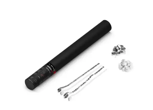 [HS03WSM] Magic FX - HS03WSM - Canon à serpentins manuel - 50cm - Blanc + Argenté métallique