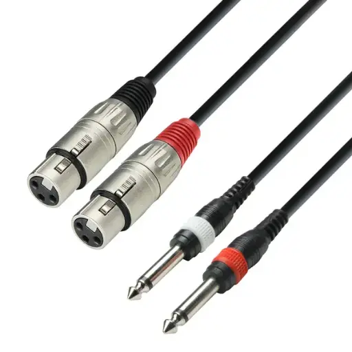 [K3TFP0100] Adam Hall - 3STAR TFP 0100 > 2x jack 6,3mm mono/TS mâle > 2x XLR femelle 3 pins - câble 1m